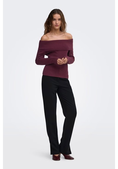Only Onlkatia Regular Fit Madonna Yaka Kazak Kadın Kazak 15311830 Bordo