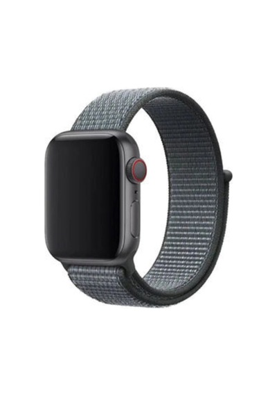 Apple Watch 3 Series 38mm Uyumlu Kordon Spor Loop Silikon Hasır Örgü Füme Kordon Kayış