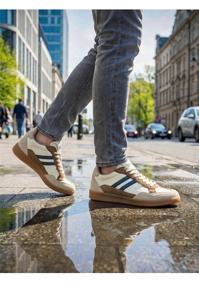 Nstil Erkek Spor Ayakkabı Rahat Yumuşak Taban Kaymaz Günlük Bağcıklı Sneaker 4330 Vizon