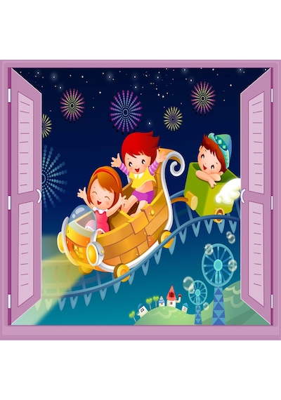 Çocuk Odası Bebek Odası Pencere Poster Duvar Kağıdı Lunapark