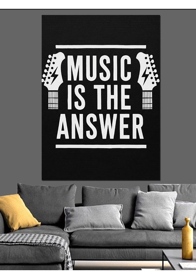 Ahşap Tablo Müzik Yazılı Siyah Poster