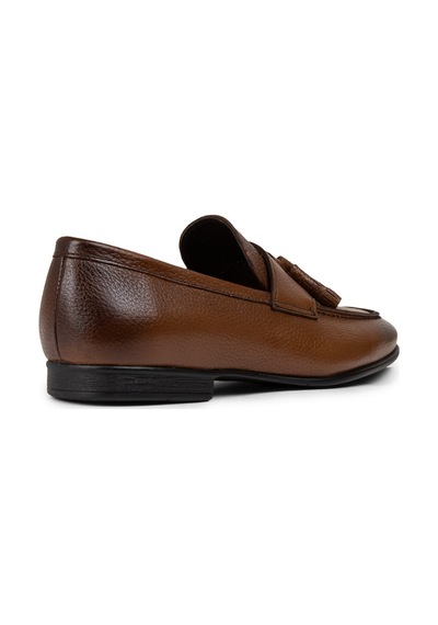 Deery Hakiki Deri Taba Rengi Püsküllü Erkek Loafer - 01989mtbac01 Taba