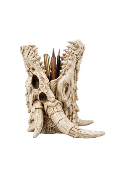 Fibrika Store Dragon Skull: Efsanevi Ejderha Kafatası Tasarım Kalemlik Bej
