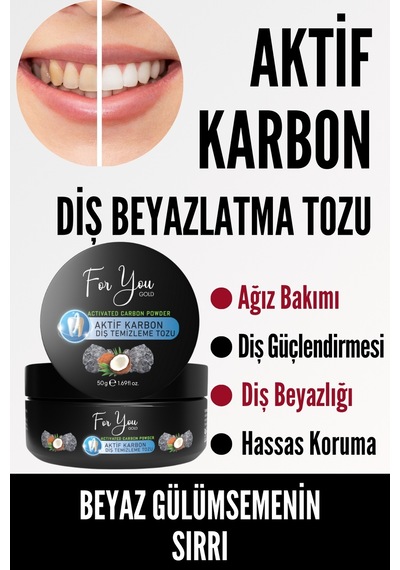 Aktif Karbon Diş Temizleme Tozu 50 Gr Extra Beyazlatıcı Diş Tozu + Nane