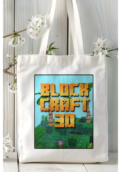 Art Hediye Block Craft Mobil Oyun Baskılı Omuz Çanta Çift Tafaflı Baskı Kişiye Özel 4 Çok Renkli