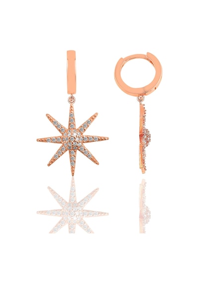 Söğütlü Silver Gümüş Rose Zirkon Taşlı Güneş Küpe Barcode Gold - Rose Gold - Rodyum