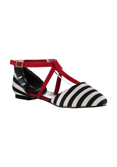 Fox Shoes Siyah/beyaz/kırmızı Kadın Babet D726537304 Siyah