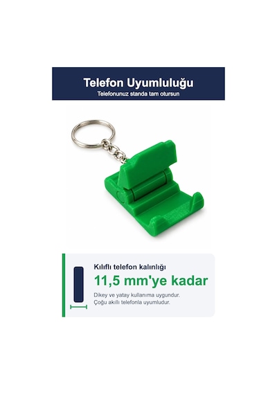 Anahtarlık Tipi Katlanabilir Mini Cep Telefonu Standı Ve Masaüstü Tutucu Yeşil