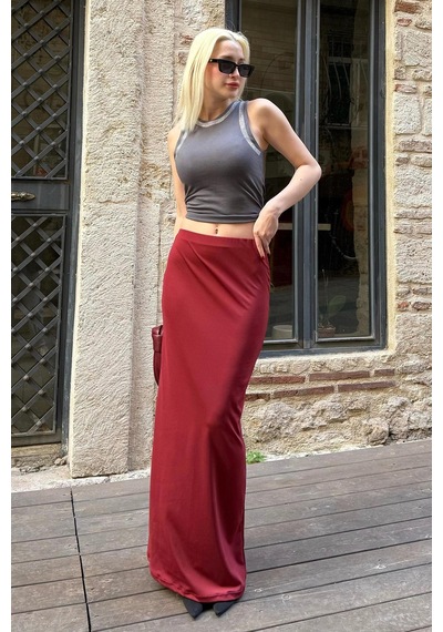 Madmext Bordo Maxi Basic Etek Mg1890 Bordo