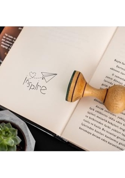 Ahşap Kaşe Seti - Ilham Mesajlı Kitap Mührü Kaşesi