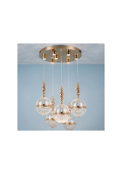 H-acraft Gold Led'li Modern Küre Avize 5'lı Altın