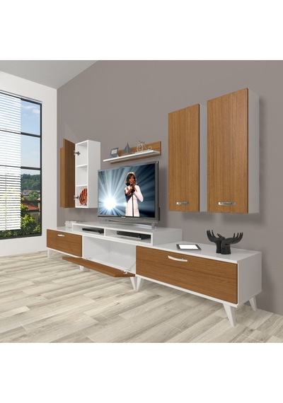 Decoraktiv Ekoflex 8d Slm Retro Tv Ünitesi Tv Sehpası Beyaz - Ceviz