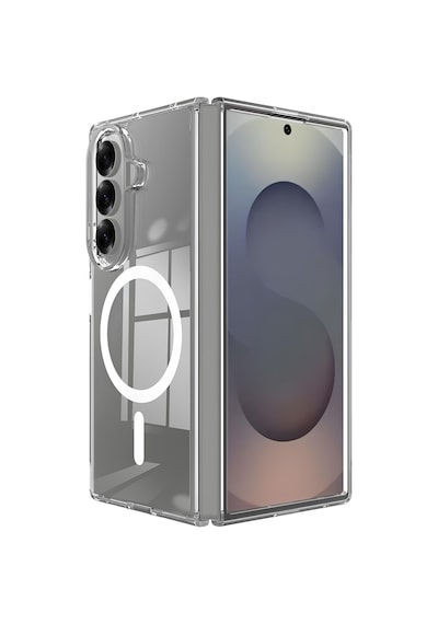 Ennar Samsung Galaxy Z Fold 7 Uyumlu Magsafe Sararmaz Şeffaf Sert Mika Silikon Kılıf Şeffaf