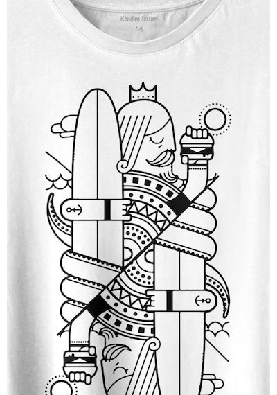 Disenos Papaz İskambil Kağıdı Çizim Baskılı Tişört Unisex T-shirt 001
