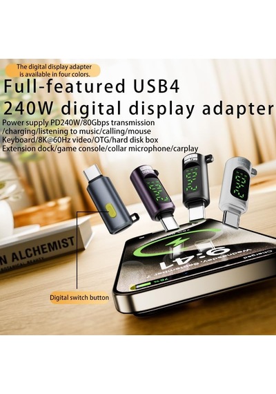 240w Dijital Göstergeli Type-c To Type-c 80gbps 8k 60hz Ve Hızlı Şarj Mini Otgza