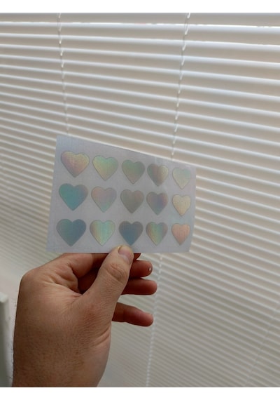 Kalp Sticker 15 Adet 2cm Yapıştırma Hologramm