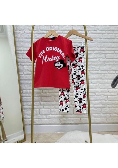 Eray Alp Kids Kız Çocuk Kırmızı Tişört Tayt Takımı Yazlık Günlük Model