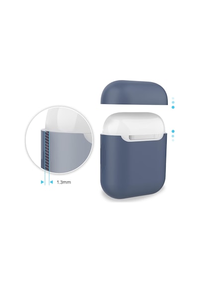 Airpods 1 2 Nesil Uyumlu Silikon Kılıf İnce Ve Hafif Tasarım, Darbe Emici Yumuşak Doku, Kablosuz Şarj Ve Led Gösterge Uyumlu Koruyucu Kılıfk Lacivert Mavi