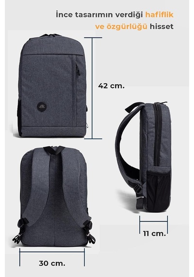 Mypolo Premium 15.6 Slim Laptop Sırt Çantası, Günlük Sırt Çantası, Orta Boy, Unisex, Darbe Emici Eva Korumalı, Su İtici Kumaş