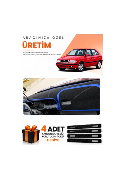 Skoda Felıcıa 1994-2001 Uyumlu Torpido Koruma Örtüsü Oto Kılıfı - Siyah Mavi