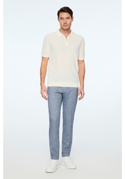 Morven Erkek Ekru Trend Polo Yaka Rayon Triko T-shirt 26ys018019454 Ekru