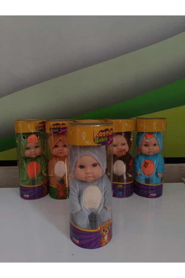 Renkli Kostümlü Jr Bebek Oyuncak Gri
