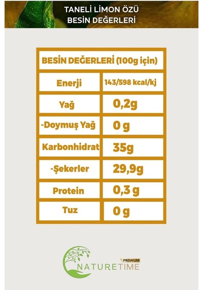 Taneli Limon Özü 1350 Gr Zencefil Ve Zerdeçallı Katkısız Pestisit & Ağır Metal İçermez Analizli