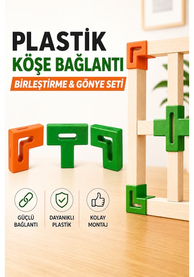 Plastik Köşe Bağlantı Birleştirme Ve Gönye Aparatı Turuncu Yeşil