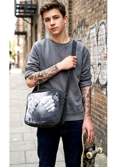 Religion Uk Kanvas Unisex Messenger Postacı Omuz Çantası Koyu Gri
