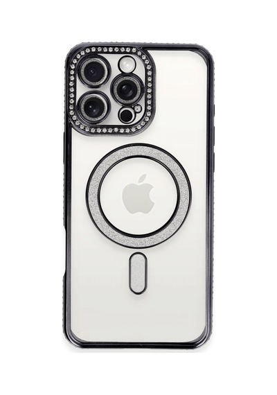 Apple iPhone Uyumlu  16 Pro Max Uyumlu Kılıf Joke Simli Magneticsafe Kılıf - Gri