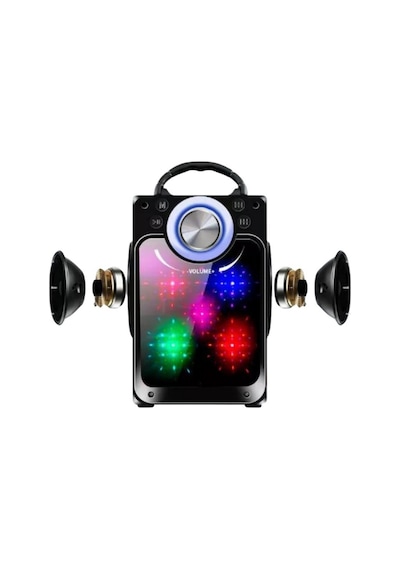 Kts-822s Ayna Camlı Rgb Led Işıklı Bluetooth Speaker Şarjlı Kablosuz Taşınabilir Hoparlör Hafıza Kartı Ve Usb Girişli Fm Radyolu Mp3 Müzik Çalar Ses Sistemi