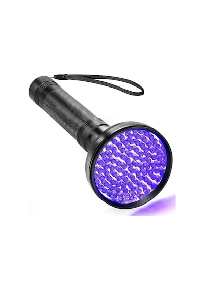 100 Led 395nm Mor Işık Uv El Feneri - Ultraviyole Siyah Fener Açık Beyaz