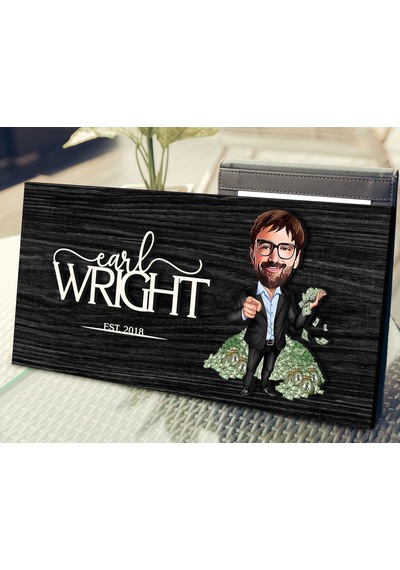 Bk Gift Kişiye Özel Erkek Bankacı Karikatürlü Kabartma Figürlü Ahşap Tablo, Duvar Dekoru, Arkadaşa Hediye, Özel Tasarım Ev Hediyesi-2