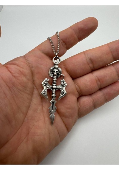 Kuru Kafa Figürlü Haç Zincir Kolye 60 Cm Zamak Kaplama Gotik Unisex Aksesuar Çok renkli