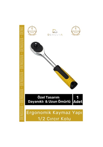 Cırcırkolu Sanayi Profesyonel Çelik Mekanik Lokma Anahtarı Ergonomik Kaymaz Yapı 1/2 Cırcır Kolu