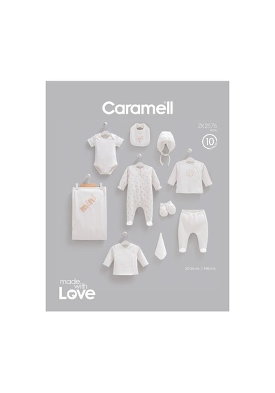 Caramell Pamuk Mini Style 10 Parça Hastane Çıkışı Zıbın Seti Ekru Crml.2576.ekr