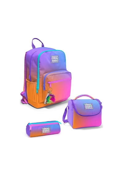 Coral High Renk Geçişli 3 Lü Okul Çanta Seti Set0123675 Lila - Turuncu