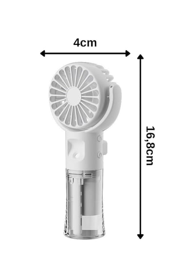 Taşınabililir Su Hazneli Mini Usb Şarjlı 3 Kademeli Askılı El Vantilatör Fan Soğutucu F4 Beyaz