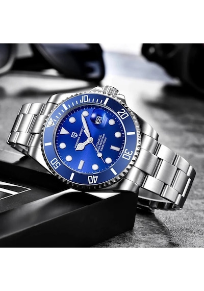 Pagani Design Pd-1639-5 Submariner Otomatik Erkek Kol Saati - Blue And Blue Gümüş