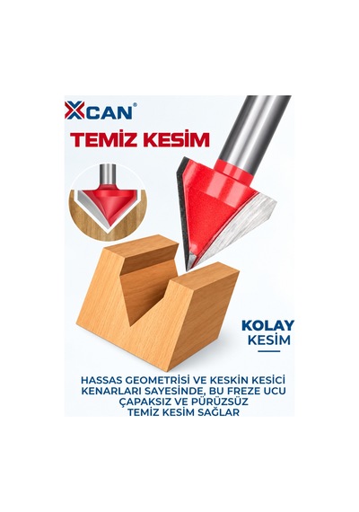60 V Kanal Freze Ucu Ø16 Mm 6 Mm Şaft Gravür Ve Kanal Açma