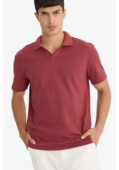 Defacto Regular Fit Polo Yaka Waffle Kısa Kollu Tişört F0315ax25aubn367 Kahve