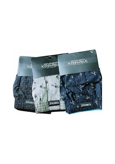 İkikareshop Kenpaul Desenli Poplin Erkek Boxer 3 Adet Çok Renkli