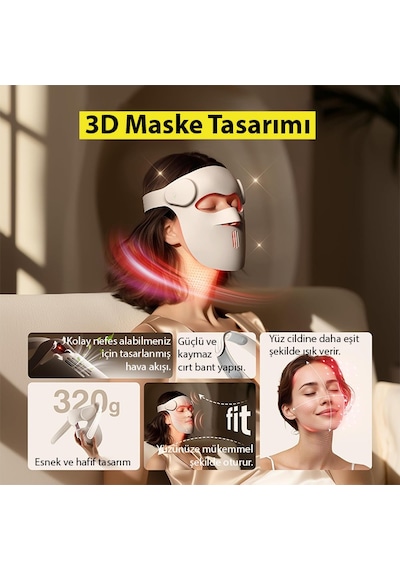 Ezere Yüz İçin Şarjlı 9 Modlu Kızılötesi & Kırmızı Işık Terapisi Maskesi 480 Boncuklu Led Cilt Bakım Masajı, Ev Tipi Işık Terapisi Krem
