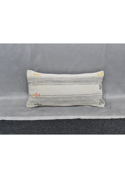 Zehra Abla Halı Yeni El Dokuma Dekoratif Lumbar Kilim Kırlent Yastık Kılıfı 6625 Çok Renkli