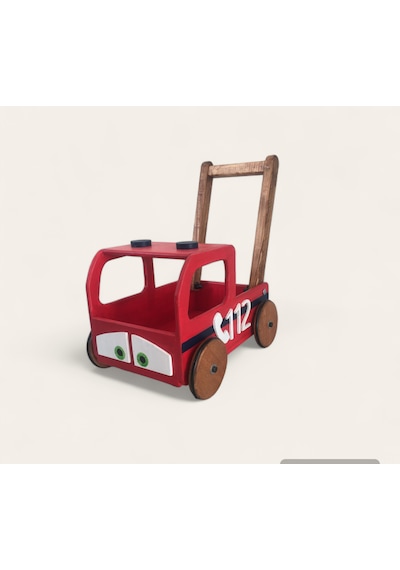 İzwoodcraft 112 Acil İtfaiye Bebek İlk Adım Arabası Ve Oyuncak Sepeti