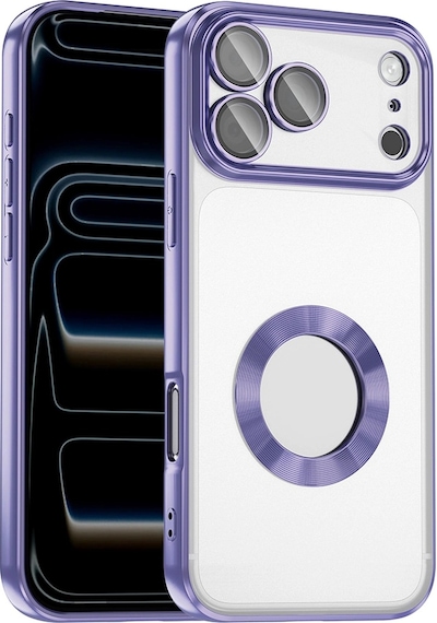 Apple Uyumlu iPad iPhone 17 Pro Max Kılıf Kamera Korumalı Logo Gösteren Zore Omega Kapak Lila