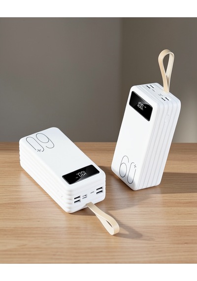 Powerbank 60.000 Mah Hızlı Şarj El Fenerli Dijital Göstergeli Çok Renkli