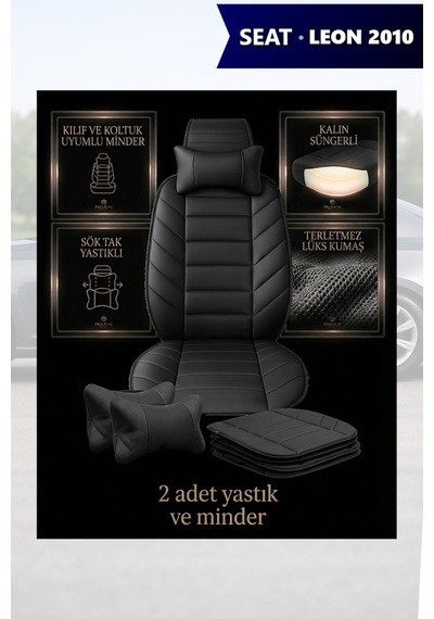 Leon 2010 Uyumlu Premium Lüks Siyah Renk 2 Adet Minder Ve Yastık