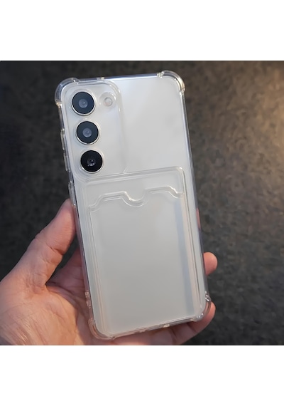 Samsung Galaxy S23 Uyumlu Kartlıklı Kılıf Kamera Korumalı Anti Şok Şeffaf Kapak Şeffaf
