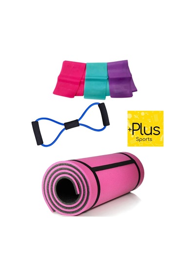 Pilates Seti Pilates Minderi 10 Mm 3 ' Lü Direnç Lastiği Kelebek Direnç Lastiği Pembe Pembe